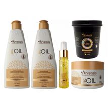 Kit Arvensis Tec Oil Shampoo Condicionador Finalizador Mascara + Geleia Alta