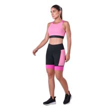 Bermuda Authen Feminino Grit Bossa 3 Bolsos 18cm Preto/Rosa/Pink