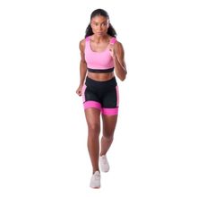 Bermuda Authen Feminino Grit Bossa 3 Bolsos 15cm Preto/Rosa/Pink