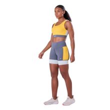 Bermuda Authen Feminino Grit Bossa 3 Bolsos 15cm Cinza/Amarelo