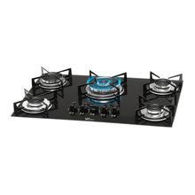 COOKTOP FISCHER A GÁS 5 BOCAS TRIPLA CHAMA MESA DE VIDRO PRETO BIVOLT 1743-5733