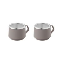 CONJUNTO 2 PEÇAS TRAMONTINA 2 XÍCARAS PARA CAFÉ EMPILHAVEL 80ML EM AÇO INOX CINZA 64760/308