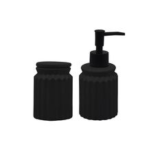 Conjunto Banheiro 2 Peças Lyor Stripes Cerâmica Design Moderno Preto