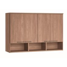 Armário Módulo Aéreo Santos Andirá Toledo Ponte 3 Portas 6 Prateleiras Iluminação LED166cm Wood