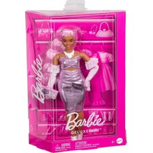 Boneca Barbie Fashion Deluxe Vestido Metálico Mattel HYV25