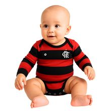 Body Bebê Flamengo Listrado Longo Proteção UV Oficial