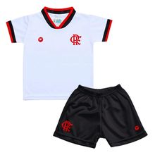 Conjunto Bebê Flamengo Uniforme Branco e Preto Torcida Baby
