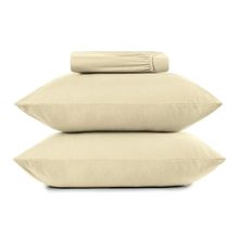 Jogo Lencol King 3 Pcs Malha Algodão Bege Altenburg