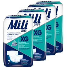 Fralda Geriátrica  Mili Vita  Tamanho XG 4 Pacotes com 7   Total 28 fraldas