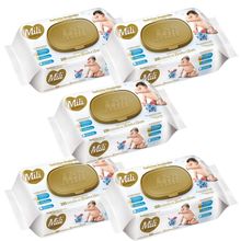 Lenço Umedecido Mili Love & Care 5 Pacotes c/ 100 (Total: 500 lenços)