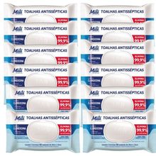 Lenço Umedecido ou Toalhas Antissépticas Mili  12 pacotes c/ 50 (total: 600 toalhas)