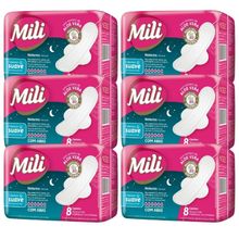 Absorvente Noturno Suave C/ABAS MILI 6 Pacotes C 8 Unidades