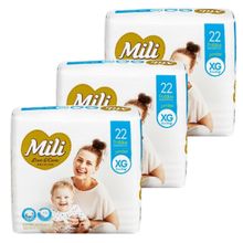 Fralda Descartável Mili Love&Care  Tam: XG     3 Pacotes c/ 22
