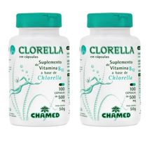 Clorella   2 frascos com 100 cápsulas de 500mg Chamed