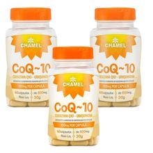 Coenzima Q10 Ubiquinona 100mg  Chamel  3 frascos de 60 cápsulas