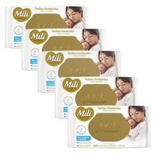 Lenço Umedecido  Mili Love & Care  5 Pacotes c/100 (total 500  Toalhinhas )super macias, sem álcool, sem parabenos