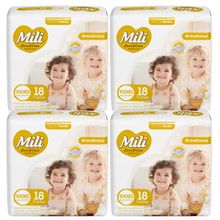 Fralda Descartável Mili Love & Care 4 Pacotes c/ 18 (total: 72 fraldas)  Tam: XXXG - Grandinho