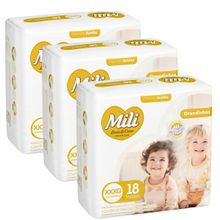 Fralda Descartável Mili Love & Care 3 Pacotes c/ 18 (total: 54 fraldas)  Tam: XXXG - Grandinho