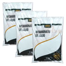 Bicarbonato De Sódio   Extra Fino  Alimentício    3 Pacotes de 1 kg     Sabor Verde     Total 3kg