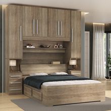 Guarda-roupa de Casal com Cama Bau Padrão Embutida 1220 Castanho