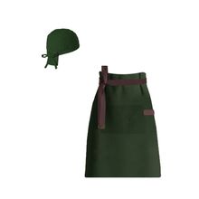 Avental de Cintura e Bandana Faixa Verde Escuro Cafeteria Bar