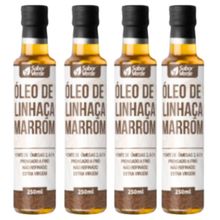 Óleo de Linhaça  Marrom SABOR VERDE  Prensado a frio 4 vidros de  250ml