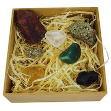 Box Kit Prosperidade com 7 Pedras Naturais Caixa Presente