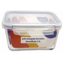 Pote De Vidro Retangular Hermetico Marmita 1500 Ml - Mimo