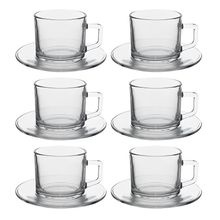 Jogo de Xícaras em Vidro 176mL - Conjunto 12 Peças para Café e Chá