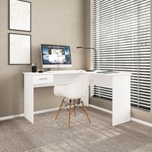 Escrivaninha de Canto Politorno Fênix Formato L 1 Gaveta MDP Pintura UV Espaçosa e Funcional