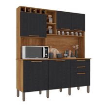 Armário De Cozinha 6 Portas 2 Gavetas New Topázio Salleto Cinamomo/preto