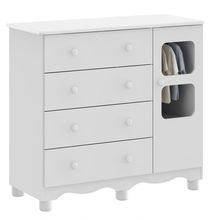 Comoda Infantil 1 Porta 4 Gavetas Uli - Moveis Peroba Branco Brilho