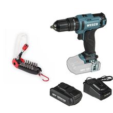 Parafusadeira Furadeira Impcto 18v Ws2390 Wesco + kit 18 pçs