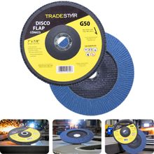 Disco Flap 180 mm G50 Fibra Cônico Azul Aço e Inox Tradestar