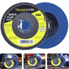 Disco Flap 115 mm G60 Fibra Cônico Azul Aço e Inox Tradestar