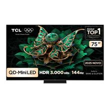 Smart TV 75" TCL 75C7K 4K QD-Mini Led 144Hz com Sistema Operacional Google TV