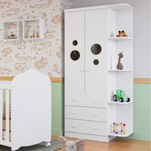 Guarda-Roupa Infantil Peroba Duda Plus com 2 Portas, 3 Gavetas, 5 Prateleiras e 86 cm de Largura