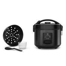 Panela de Arroz Elétrica Electrolux ERC10 Efficient 2 em 1 Visor Glass por Rita Lobo 7 Xícaras - Preto/Inox