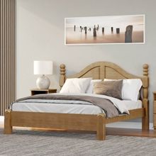 Cama de Casal Queen Clássica 218cm x 172,5cm Freijó Ouro Madeira Pinus - Finestra