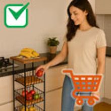 Fruteira Rústica de Ferro e Madeira  3 Andares Decorativos - lps02 - 1