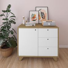 Balcão Armário Artany Lugano com 1 Porta e 3 Gavetas - Olmo/Branco