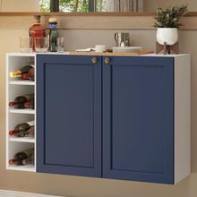 Buffet Aparador Com Adega 100cm 2 Portas Vik Madesa 16 Branco-azul
