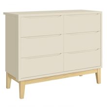 Cômoda 6 Gavetas Classic New Areia Fosco Com Natural - Reller