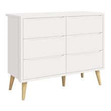 Cômoda 6 Gavetas Théo New Branco Fosco Com Natural - Moveisaqui