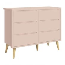 Cômoda 6 Gavetas Théo New Rosa Fosco Com Natural - Moveisaqui