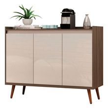 Buffet Aparador Retrô Delux 3 Portas Malbec Com Off White - Moveisaqui