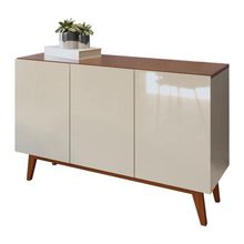 Buffet Aparador Ares 3 Portas Off White Com Freijó - Moveisaqui