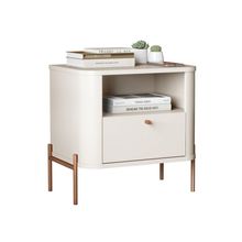 Mesa De Cabeceira Slim Tucupi Off White Pe Bronze - Moveis Jb