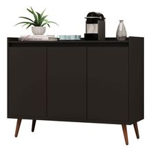 Buffet Aparador Retrô Clássico 3 Portas Preto - Moveisaqui
