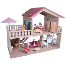 Casa de Boneca com Piscina - com Móveis - Madeira - 2 Andares - Bohney